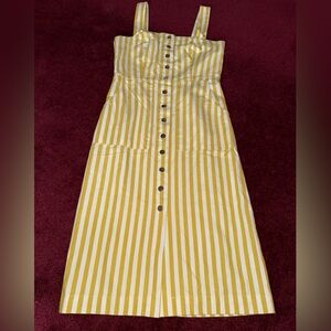 Forever 21 contemporary tank pockets striped yellow white casual dress size S